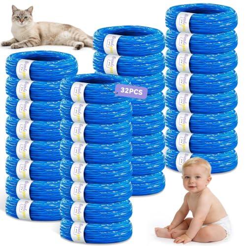 Paquete de 32 repuestos para papeleras de pañales, material antibacteriano y eliminador de olores, bolsas de basura gruesas y duraderas, compatibles con contenedores de pañales y cajas de arena