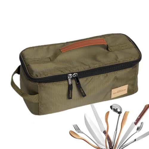 Beiykhera Bolsas De Almacenamiento De Utensilios De Camping, Bolsas para Cubiertos De Camping Impermeable, Organizador De Vajilla con Doble Cremallera Y Asa para Picnic, Senderismo, Barbacoa