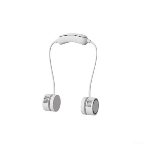 HomeVortex Ventilador de cuello portátil Semiconductor Enfriamiento Ajustable Portátil Velocidades Personales Batería USB-C Recargable Al Aire Libre Viajes Deportes 360° 3 1600mAh (Blanco)