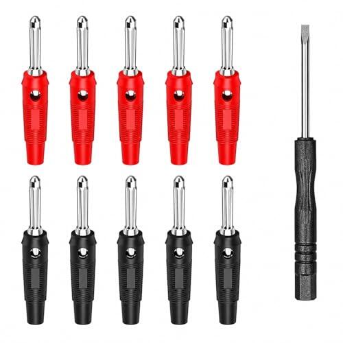 10 conectores banana de 4 mm, conector banana, conector banana hembra 20 A, conector banana de cobre, atornillable para cajas de cables, amplificadores de potencia, receptores AV HiFi estéreos (negro