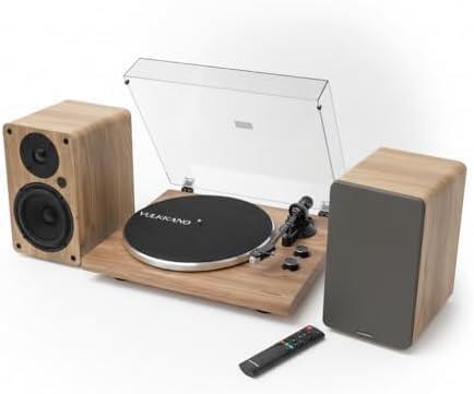 VULKKANO Pack Hi-Fi: Tocadiscos TD10 + Altavoces Autoamplificados A4 ARC MKII con Bluetooth 5.0, HDMI ARC, RCA, USB-C y Subwoofer – Sonido Estéreo de Alta Fidelidad para Vinilos y TV, Diseño Elegante.
