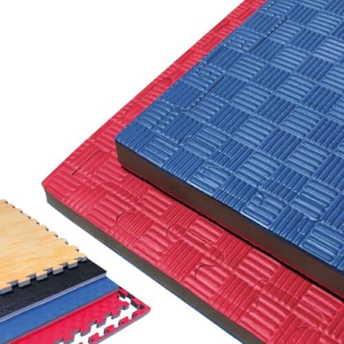 JOWY Pack Premium Suelo Tatami 1x1 – Esterilla Gimnasio Puzzle | Protege, Aísla y Decora para Casa, Fitness | Goma Eva Suave y Antideslizante | Libre de BPA | 2,5 CM | S | Azul/Rojo 2u