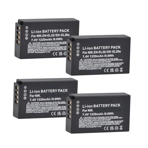 2x1220mAh EN-EL20 EN EL20 EN EL20a Batería De Repuesto + Cargador Dual, Compatible Con Nikon, Compatible Con Coolpix, P1000, Compatible Con Nikon1, J1, J2, J3(4 Battery)