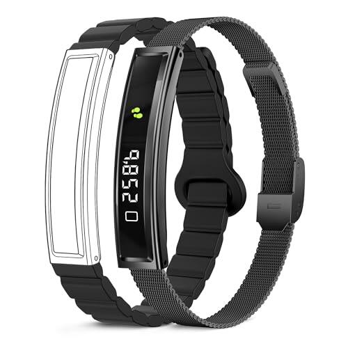 KSIX Serena Smartband Mujer con Pantalla, Pulsera Inteligente con Monitor de Actividad y sueño, App sin suscripción, 100 Modos Deporte, batería 7 días, 5 ATM, 2 Correas Silicona y metálica