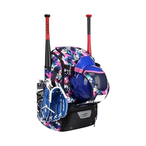 Genérico Béisbol – Mochila Bate Baseball | Equipamiento Softbol | Mochila Deportiva Ligera con Gancho, Compartimento Zapatos, Gran Espacio Casco Guantes Entrenamiento Viaje Partido