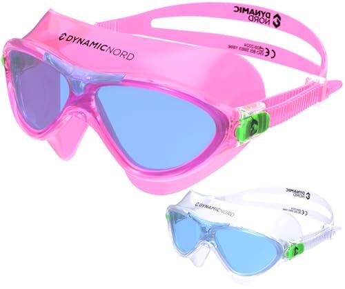 DynamicNord Endurance Junior Swimming Goggles/Mask for children aged 3-9 years, anti-fog and anti-scratch, easily adjustable, waterproof, anti-fog and UV400 protection, 180° panoramic view