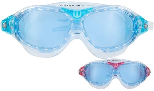 DynamicNord Sonic Junior Gafas de natación para niños de aproximadamente 6 a 12 años, protección antivaho y antiarañazos, fácilmente ajustables, impermeables, con protección UV400 (Translucido/Azul)