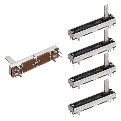 QUARKZMAN 5 6 45mm 30mm Piezas Potenciómetro Deslizante Lineal Doble Recto Pines A10K (L) Recorrido De Resistencia Variable Mezclador Potenciómetro Electrónico Para Atenuación Sintonía Mango