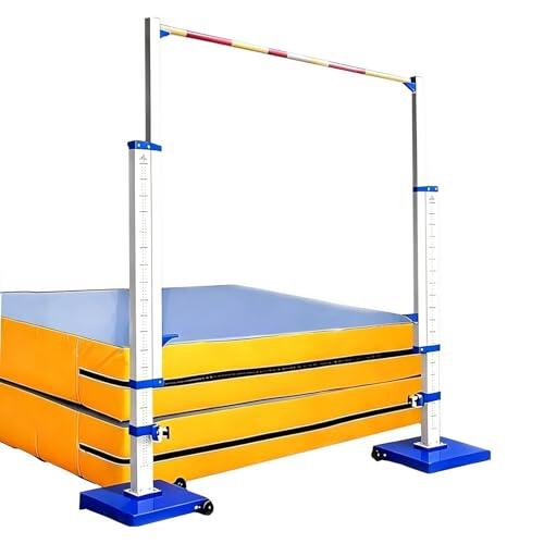 Par de estándares de Salto Alto de competición, Soporte de Metal Ajustable de Altura de 0.98 pies a 7.54 pies, Kit de aleación de Aluminio Reforzado con Pernos con Base Enrollable portátil