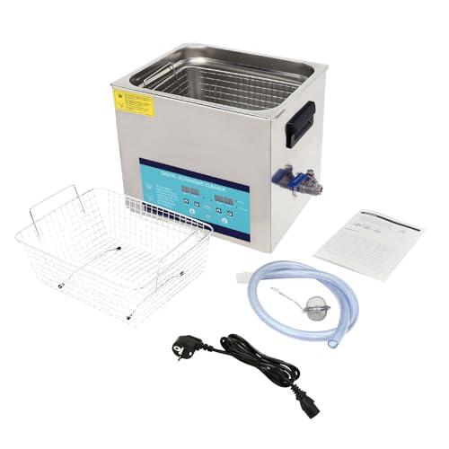 Limpiador ultrasónico de 10 l | 240 W ultrasónico + calefacción de 250 W | 28/40 kHz dispositivo de limpieza para joyas, gafas, relojes, electrónica, prótesis dentales y herramientas | limpiador