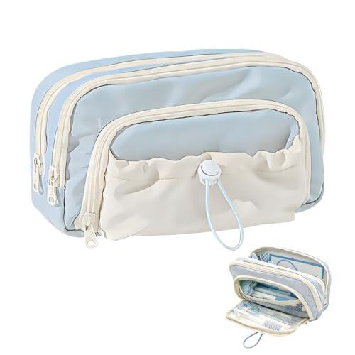 HFHungkeong Estuche de lápices con cordón y múltiples compartimentos, estilo kawaii, organizador de papelería portátil para el hogar, viajes y oficina, Color1, Dulce