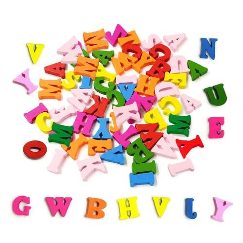 100 Piezas Letras Madera Pequeñas,Rompecabezas Letras Manualidades,HMCEY Abecedario de Madera,Wooden Alphabet Letters,Letra Decorativas Scrabble para Exhibiciones de Hogar, Fiestas de Bodas DIY