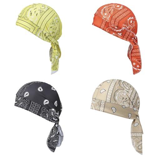 4 bandanas con forro para casco, diadema transpirable que absorbe el sudor para ciclismo, motociclismo, correr, para hombres, transpirable, de secado rápido, protección solar, gorro para deportes al