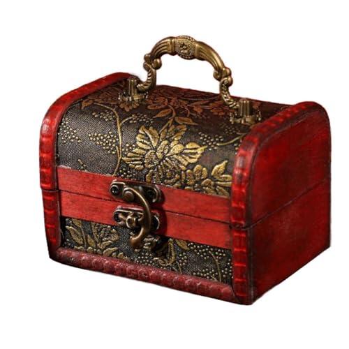 rongweiwang Estuche de Para madera para guardar joyas, organizador de joyas, caja decorativa de estilo antiguo, fácil de usar, para viajes, para mujer, caja antigua, baratija.