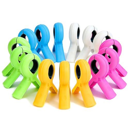 Tayahanude 15 Pinzas para Toallas de Playa, Pinzas Grandes para Toalla para Silla de Playa y Piscina, Clips Resistentes Que ayudan a Evitar Que Las Toallas se vuelen con el Viento, 5 Colores