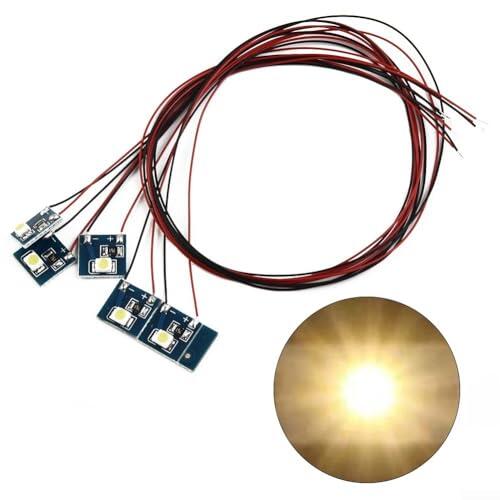 5 luces LED precableadas de 12 V, para modelos de luces interiores de ferrocarril, para lámparas de construcción de escala HO y accesorios de tren de calibre OO, diorama 3528 blanco cálido o frío (luz