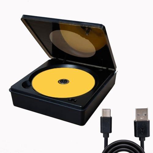 Hosrivae Reproductor de CD para coche, navegación de pantalla grande, USB externo para unidad de disco DVD con material de PC compacto sin pérdidas, música estéreo para interior del vehículo, negro