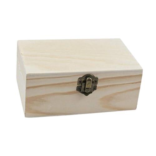drburpily Porta anillos de boda para propuesta de matrimonio, organizador de joyas de compromiso, pequeña caja de Para madera con tapa abatible, sin pintar, única caja de Para