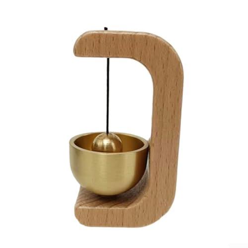 Timbre de viento de madera, timbre inalámbrico de latón para decoración del hogar, instalación de succión o soporte de cinta para puertas para ventanas paredes, para decoración minimalista colgante (A
