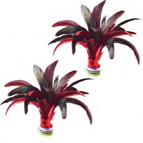 KSJEHW Pack de 2 Jianzi Chino Profesional, Volante de Plumas Naturales para Juego de Patada, Indiaca Tradicional para Exterior e Interior, Mejora la Coordinación y Agilidad para Niños y Adultos