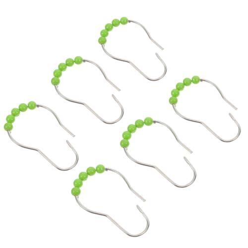 Kichvoe 6 Ganchos para Cortina de Ducha Bola Rodante de Acrílico y Hierro, Resistentes y Estilo Contemporáneo para Baño Verde
