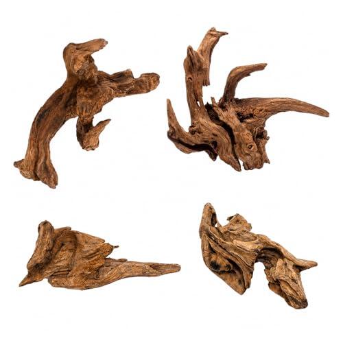 WestCH 4 Piezas 10-15 CM Madera Flotante para Acuario, Decoración Acuario Madera Natural, Forma Aleatoria, para Peces Camarones Tortugas Camaleones Reptiles