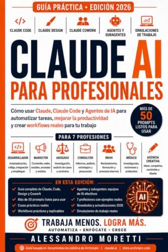 Claude AI para Profesionales: Cómo usar Claude, Claude Code y Agentes de IA para automatizar tareas, mejorar la productividad y crear workflows reales (Guía 2026)