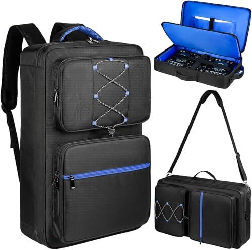 Jaffzora Funda universal para controlador de DJ, compatible con DDJ-FLX4/REV1/SB3/400, se adapta a portátiles de 16 pulgadas, bolsillos para micrófono y auriculares, resistente al agua, color negro