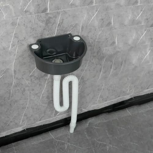 Fregadero semicircular de pared con tubo de agua para tocador de baño, diseño compacto que ahorra espacio