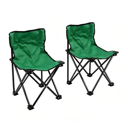 ARBUTUS Set de 2 Sillas Plegables de Camping sin Reposabrazos, Portátiles y Resistentes para Exterior, Pesca, Picnic y Senderismo, elegible Color .Verde/Azul/Negro. (Verde)