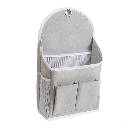 SageFurned Bolsa de almacenamiento gris montada en la pared, organizador de lino y algodón sobre puertas con bolsillos para dormitorio universitario, dormitorio, baño, organizador colgante para