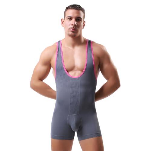 Body atlético para hombre, ropa interior deportiva, ropa interior, ropa interior, ropa interior, ropa interior, ropa interior, sexy, transparente, ropa interior deportiva, fiesta, clubwear, O gris