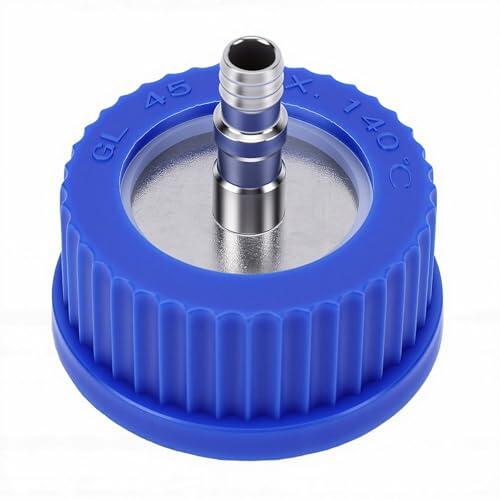 ZASCHMOY Tapa de Botella de Seguridad GL45 con 1 Puerto Conector de Acero Inoxidable 304 Tapa de Llenado de Líquido de Alimentación de Muestreo para Botellas Roscadas GL