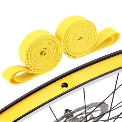 Cinta amarilla de PVC para llantas de bicicleta, paquete de 2 unidades, forro de rueda antipinchazos para neumáticos de 26, 27.5, 29, 700c, tira protectora de agujeros para radios para bicicletas de