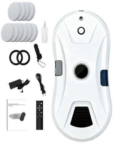 YCKJXSMA Robot de limpieza de ventanas con mando a distancia, 3 modos de limpieza, navegación inteligente, detección de bordes para ventanas, cristal, espejos y azulejos