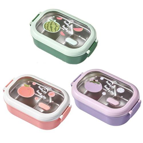 Getdoublerich Lonchera aislada de acero inoxidable con compartimentos divididos, 1000 ml, portátil para la escuela, oficina, contenedor de alimentos a prueba de fugas