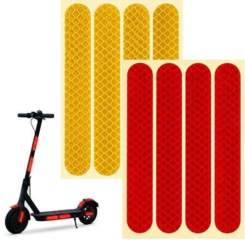 TLDBATICE 8 Piezas Accesorios Patinete Eléctrico para Ninebot G30 MAX, Tira Reflectante Adhesiva de PVC, Accesorios para Patinete Eléctrico Impermeables, Rojo Amarillo