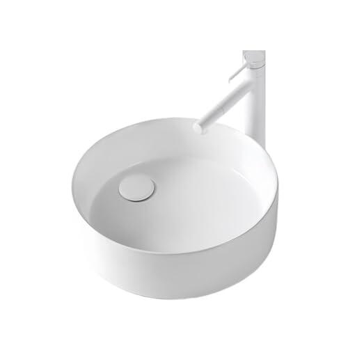 Moderno Lavabo de baño cerámica moderno minimalista blanco redondo sobre encimera Lavabo de tocador