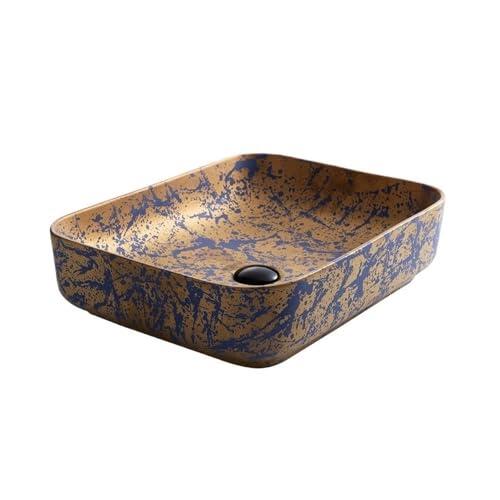 Moderno Lavabo de cerámica retro rectangular 52 x 40 13 cm (largo ancho alto), sobre encimera for baño Lavabo de tocador