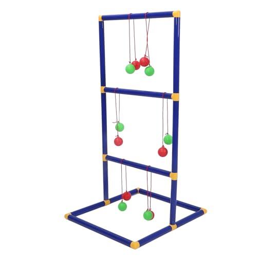 Hapivida Juego de Lanzamiento de Bolas con Escalera, Kit de Juego de Lanzamiento al aro, Set con 12 Bolas, Juego de Exterior Interactivo, Construido con Material ABS Reforzado, fac