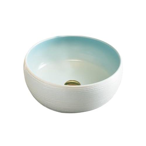 Moderno Lavabo de cerámica redondo pequeño sobre encimera 38 x 15 cm, lavabo individual (sin accesorios) Lavabo de tocador