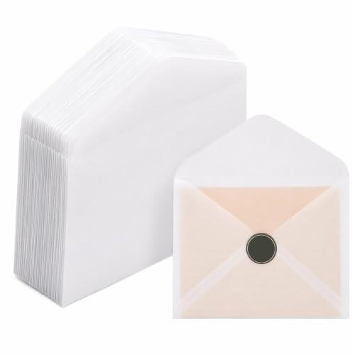 50 Piezas Mate Sobres Transparentes, Traslúcido Sobres Papel | 125 x 185 mm, Sobres de Papel de Fibra Vegetal, Acabado Mate Translúcido, Sobres Boda para Cumpleaños Boda