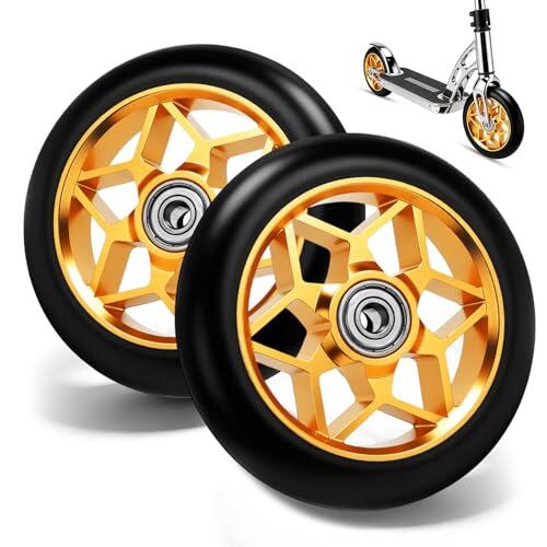 2 piezas de ruedas de 110 mm para patinete de acrobacias, rodamientos ABEC-9 y neumáticos de aluminio 88A, ruedas de repuesto silenciosas para patinete