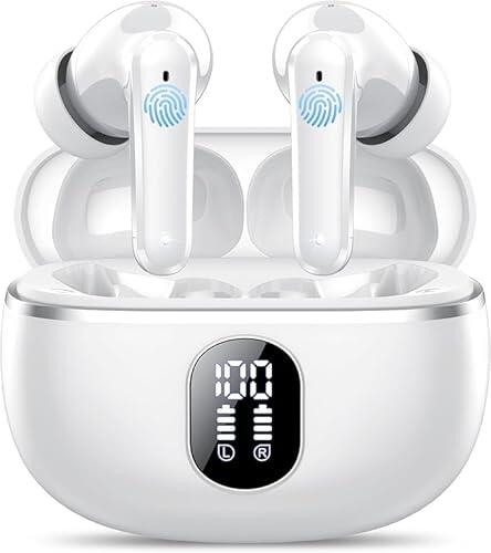 Auriculares Inalámbricos Bluetooth, Auriculares Bluetooth 5.4, 50H con Graves, 4 Mic con Reducción de Ruido ENC, 2026 Auriculares Deportivos IP7 Impermeable, Carga Rápida USB-C, Ajuste Cómodo