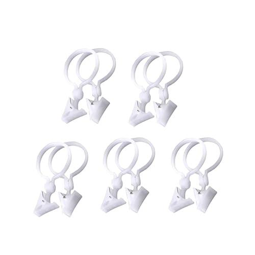 FUOYLOO 10 Clips Redondos de Plástico para Cortinas de Ducha Color Blanco, Fáciles de Instalar y Que Protegen la Privacidad Hogar y Dormitorio