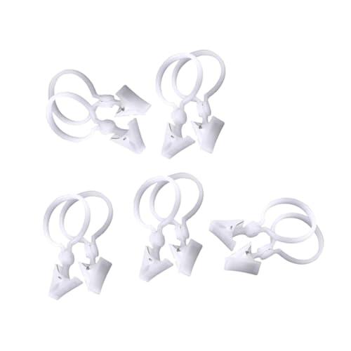 MAGICLULU 10 Anillos de Cortina de Plástico Blanco Redondos para Baño Clips Resistentes y Cierre Multiusos para Colgar Cortinas Hogar