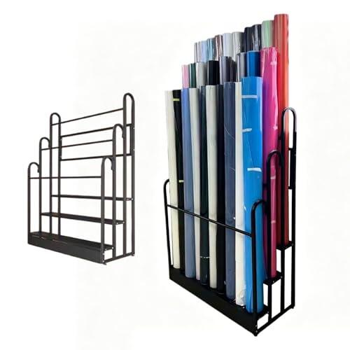 Labasuan Estantería Vertical para Papel Tapiz y Adhesivos, Estante metálico de 3 Niveles, Organizador Comercial de Rollos, Almacenamiento de Vinilo para automóviles(Style 1)