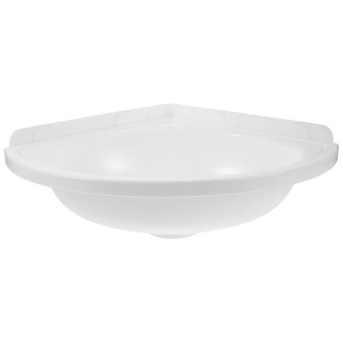 HEANUJJ Lavabo de Baño Triangular de Esquina Pequeño de Plástico Blanco, Suspendido en Pared, Adecuado para Apartamentos y Balcones Compactos