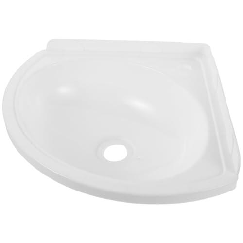 SEWOART Lavabo de Pared Pequeño Triangular de Plástico Blanco, Fregadero de Esquina para Baño y Balcón, Adecuado para Espacios Reducidos y Uso Doméstico