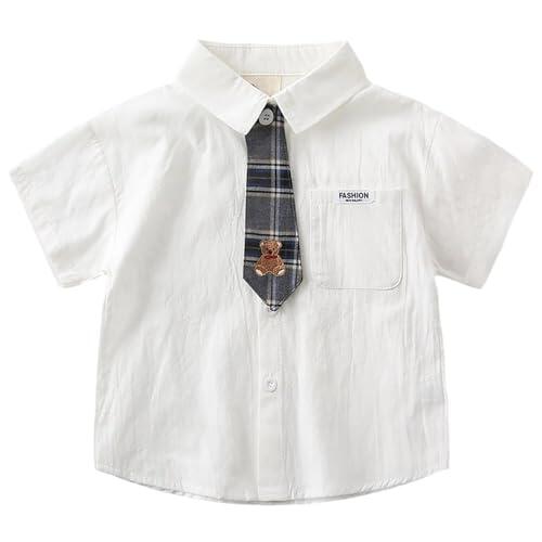 Generisch Conjunto de camisa para niños chic para ocasiones festivas con corbata, camisa de manga corta para niños en estilo casual inteligente, traje festivo para bodas y celebraciones